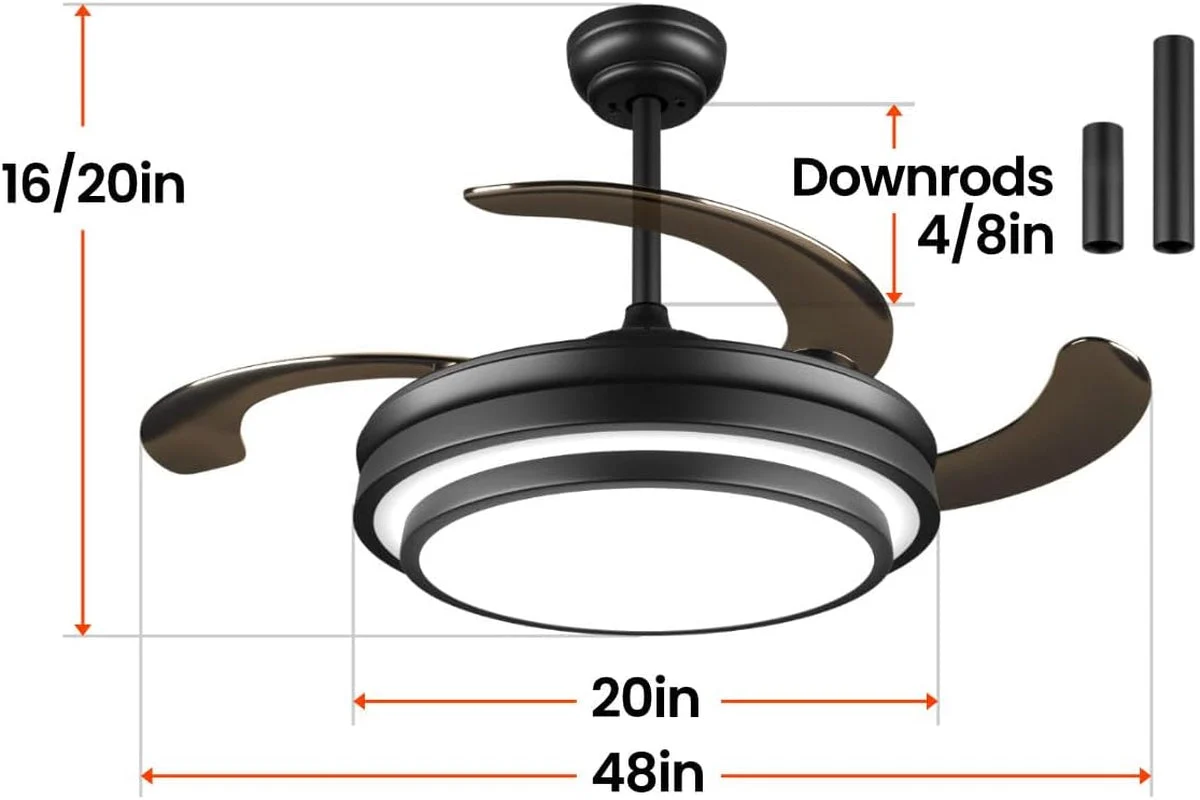 Excellent 48-Inch Retractable Ceiling Fan Intelligent Controller Exceptional