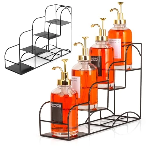 Powerful Syrup Rack for Coffee Bar Accessories 4 Compartments Easy-to-Use