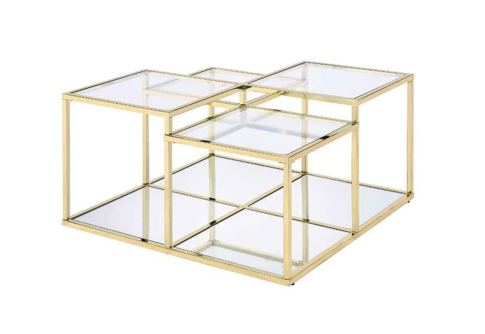 Eco-Friendly Uchenna – Coffee Table – Clear Glass Gold Organic