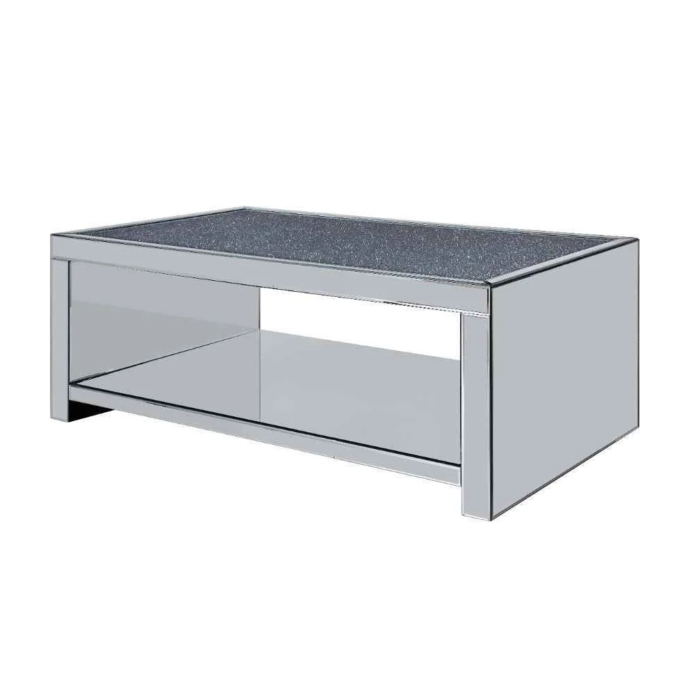 Eco-Friendly Noralie – Coffee Table – Clear Glass Mirrored Faux Diamonds High-Grade
