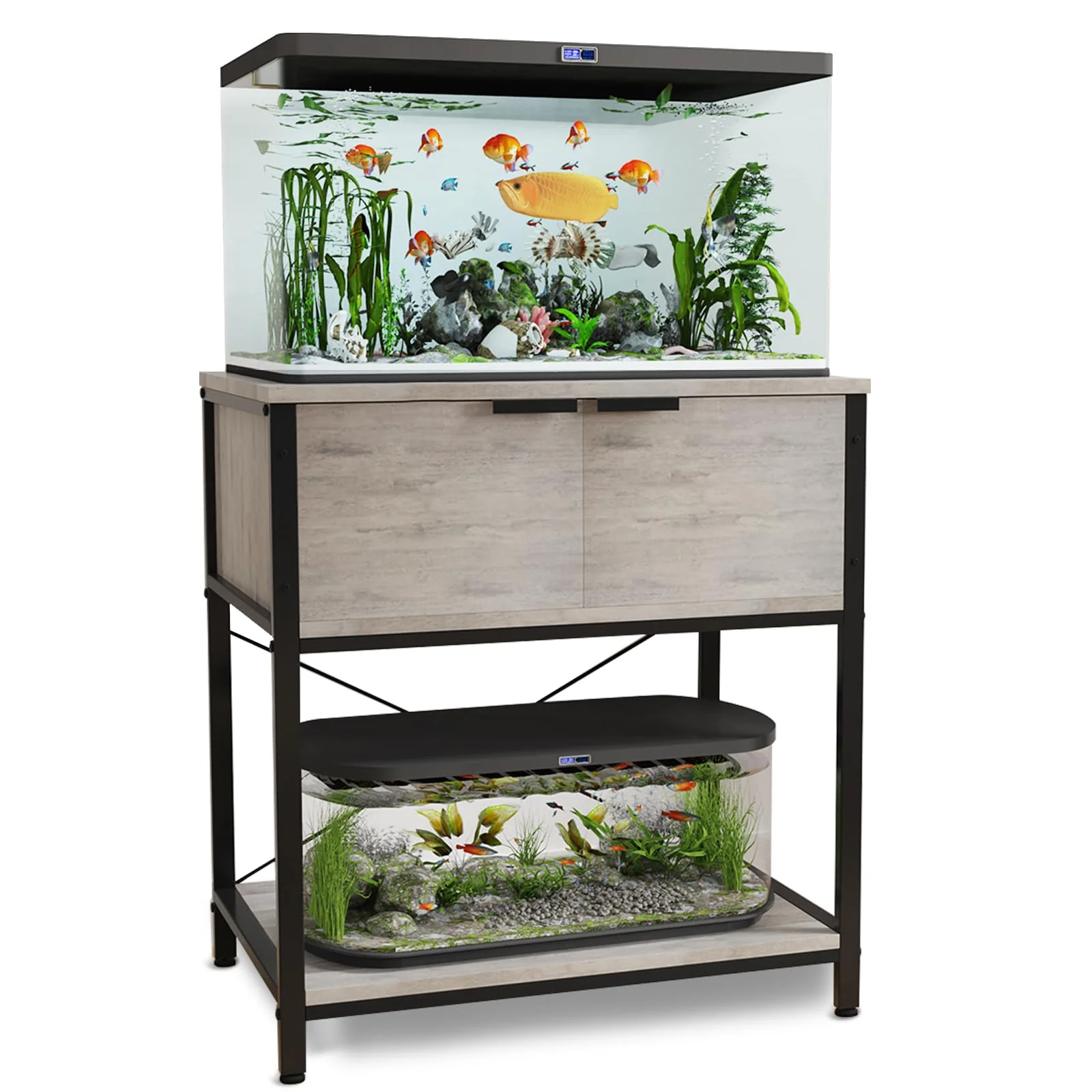 Selected TFK 20-29-37 Gallon Aquarium Stand with Cabinet Storage Heavy-Duty Two-Tier Stand Authentic