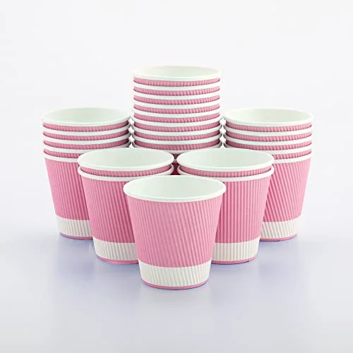 User-Friendly Ripple Wall Coffee Cups 25 Count 8 Ounce Insulated Light Pink Paper Cups Trusted