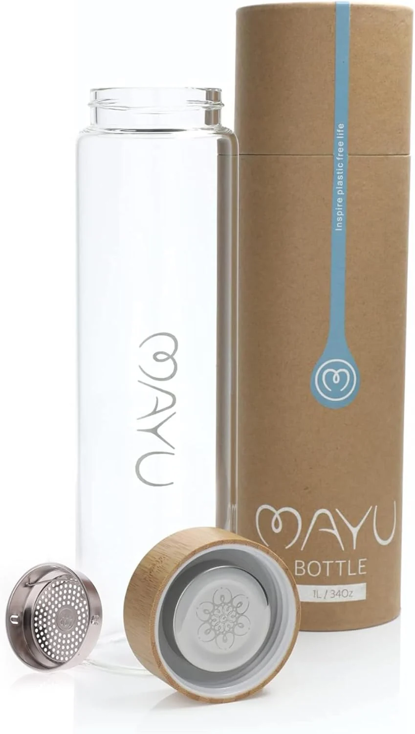 Sophisticated Bamboo Glass Water Bottle Recyclable