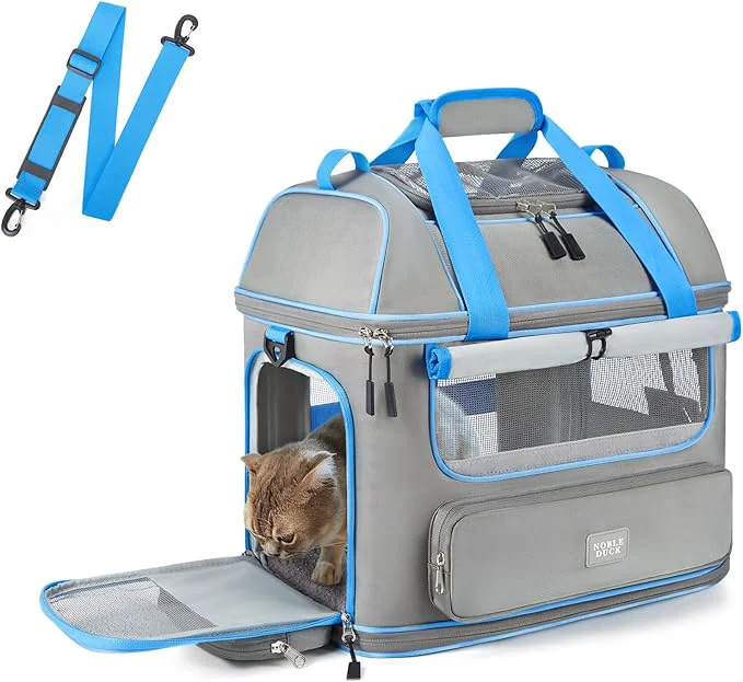 Organic Expandable Cat Dog Carrier NOBLE DUCK Soft-Sided Pet Carrier Airline Refined
