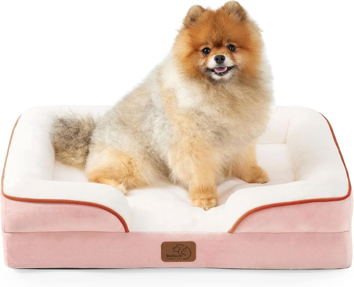 Elite Bedsure Small Orthopedic Dog Bed – Washable Bolster Dog Sofa Beds for Small Dogs Supportive Foam Pet Couch Bed with Removable Washable Cover Waterproof Lining and Nonskid Bottom Couch Pink Fashionable
