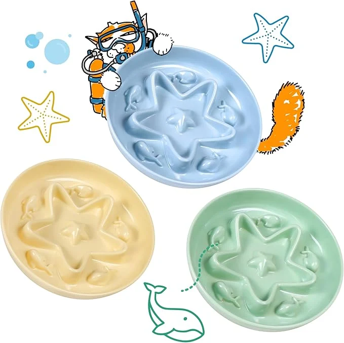 Recyclable 3 Pcs Cat Slow Feeder Bowl – Whisker Friendly Melamine Puzzle Feeding Cat Bowl for Slow Eating – Wet Dry Food – Dishwasher Safe Lightweight Non-Slip Blue Buttercream Green 6.3” About ThisOverview Optimized