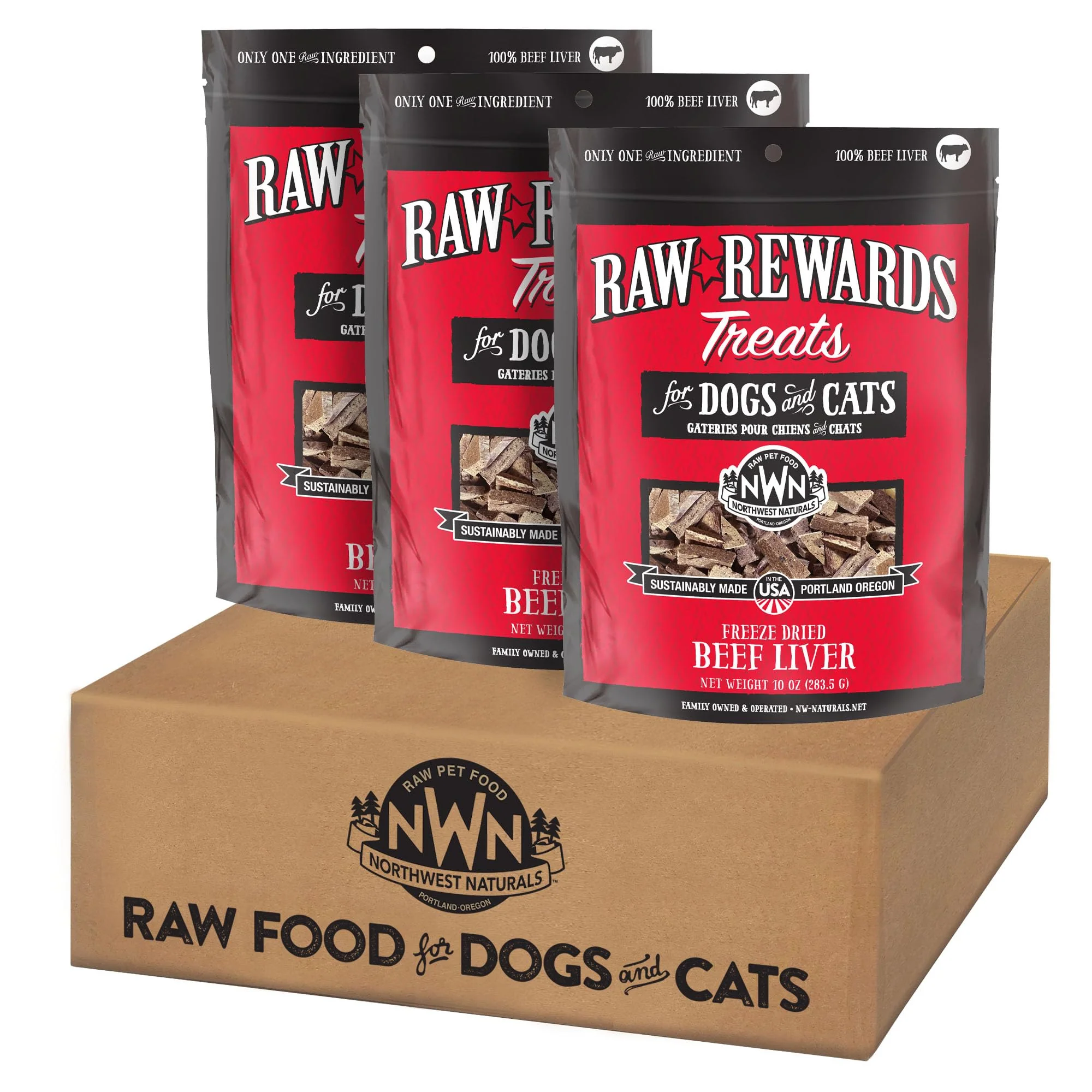 Traditional Northwest Naturals Raw Rewards ze-Dried Beef Liver Treats — 1 Ingredient Human Grade USA Made Pack of 3 Soft