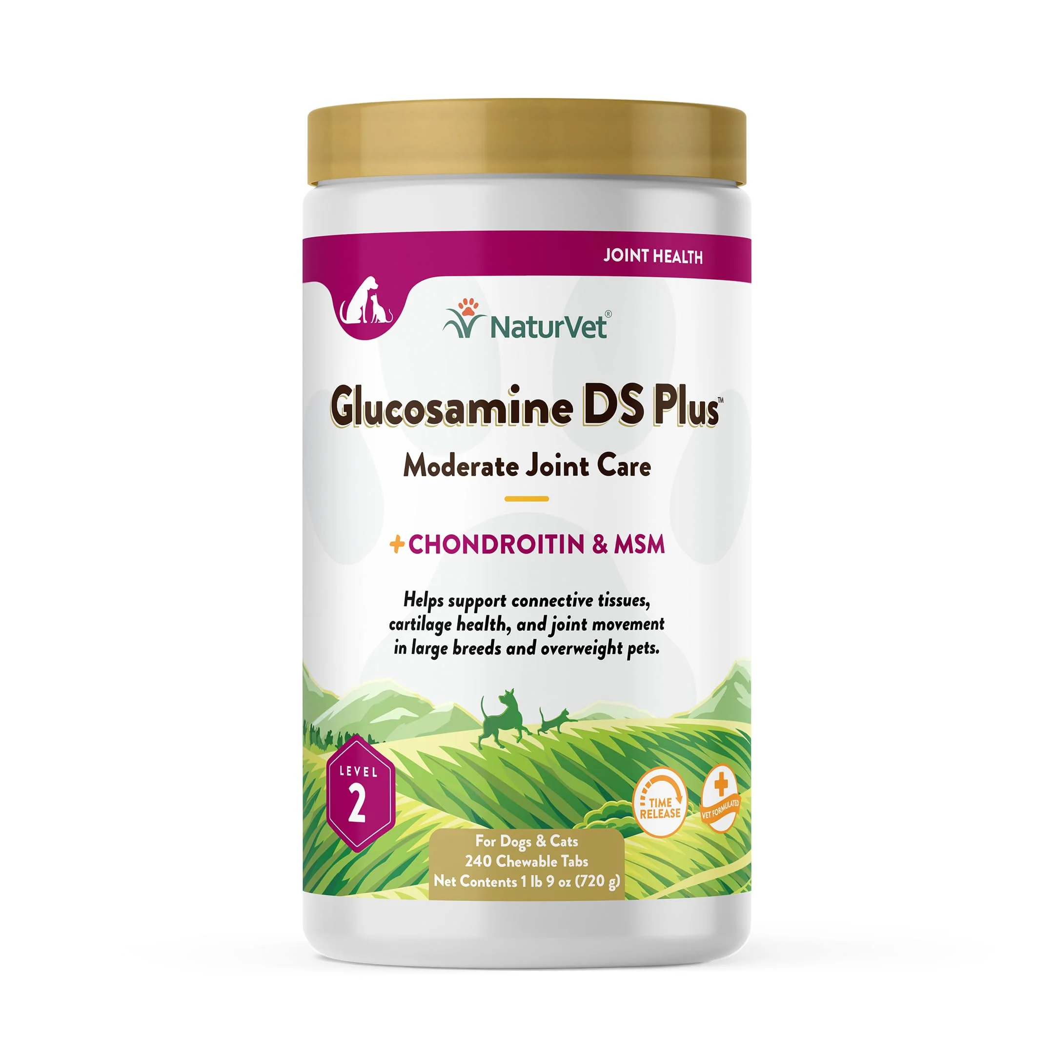 Quality NaturVet Glucosamine DS Plus Level 2 Time Released Joint Care for Dogs and Cats 240 Count Selected