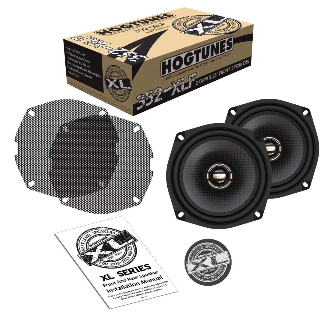 Trendy Hogtunes – 352-XLF 5.25 Front Speakers for 1998-2013 Harley-Davidson Motorcycles User-Friendly
