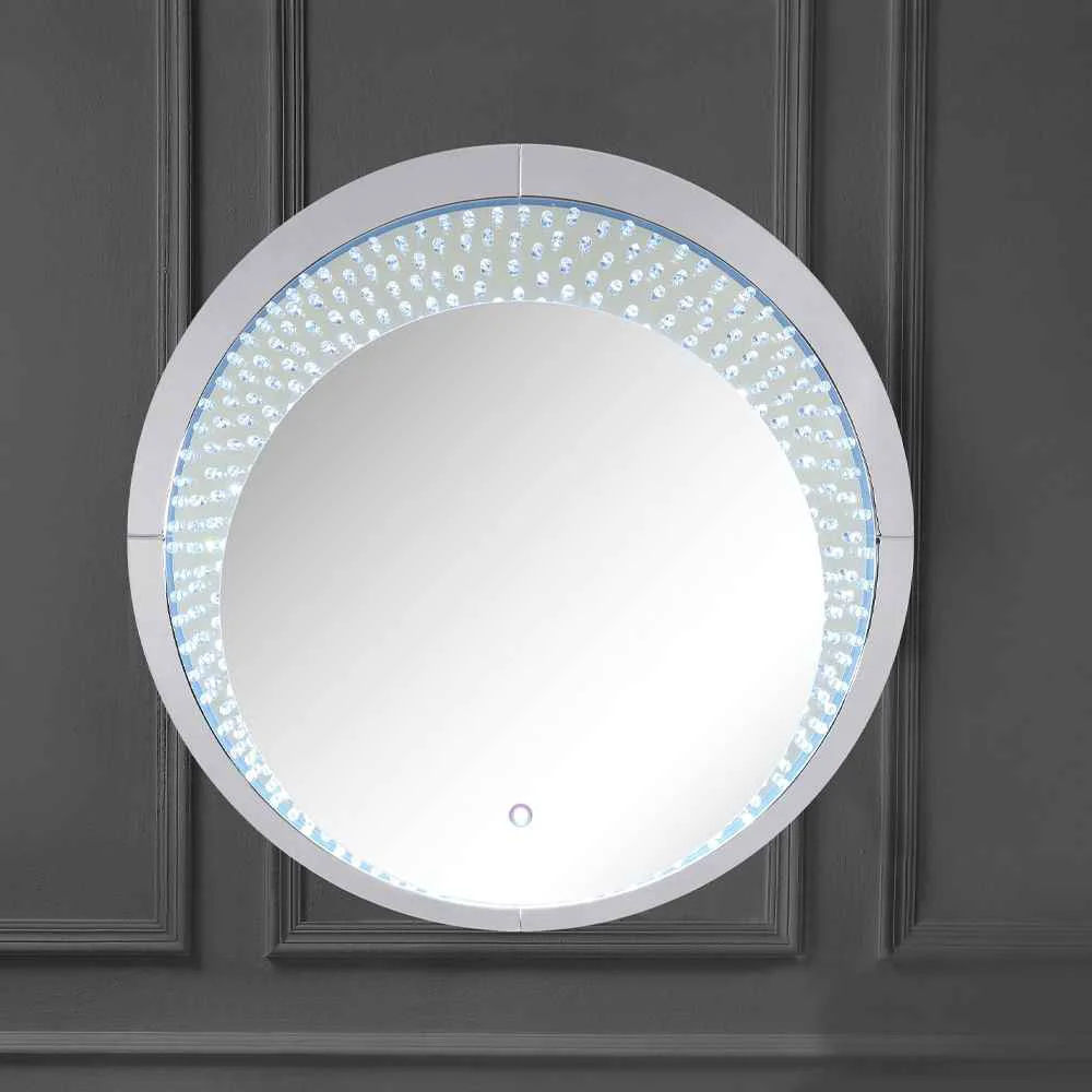 Certified Nysa – 39 Accent Mirror With LED – Mirrored Faux Crystals Comfortable