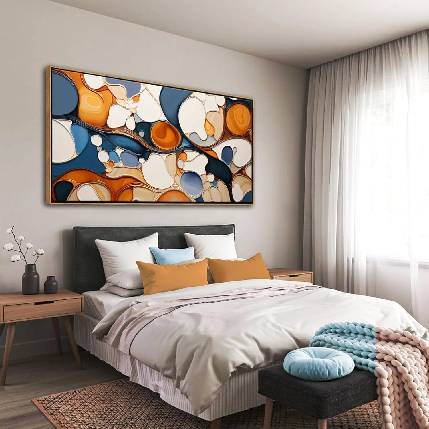 Selected Over sized Colorful Abstract Framed Canvas Wall Art Contemporary