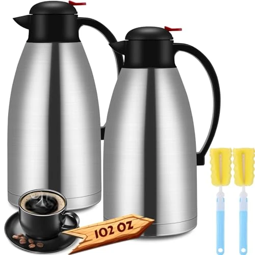 Comfortable 2 Pcs 102 oz Stainless Steel Thermal Coffee Carafe 2 Count Contemporary