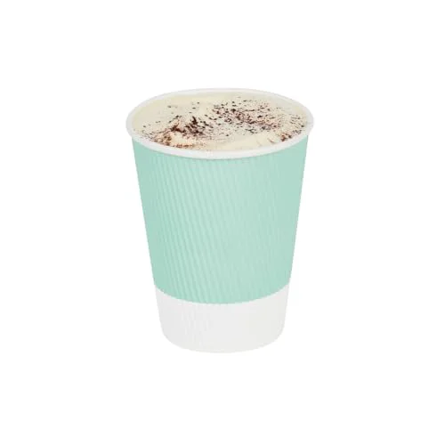 Minimalist Ripple Wall Coffee Cups 500 Count 12 Ounce Insulated Light Green Paper Cups Practical