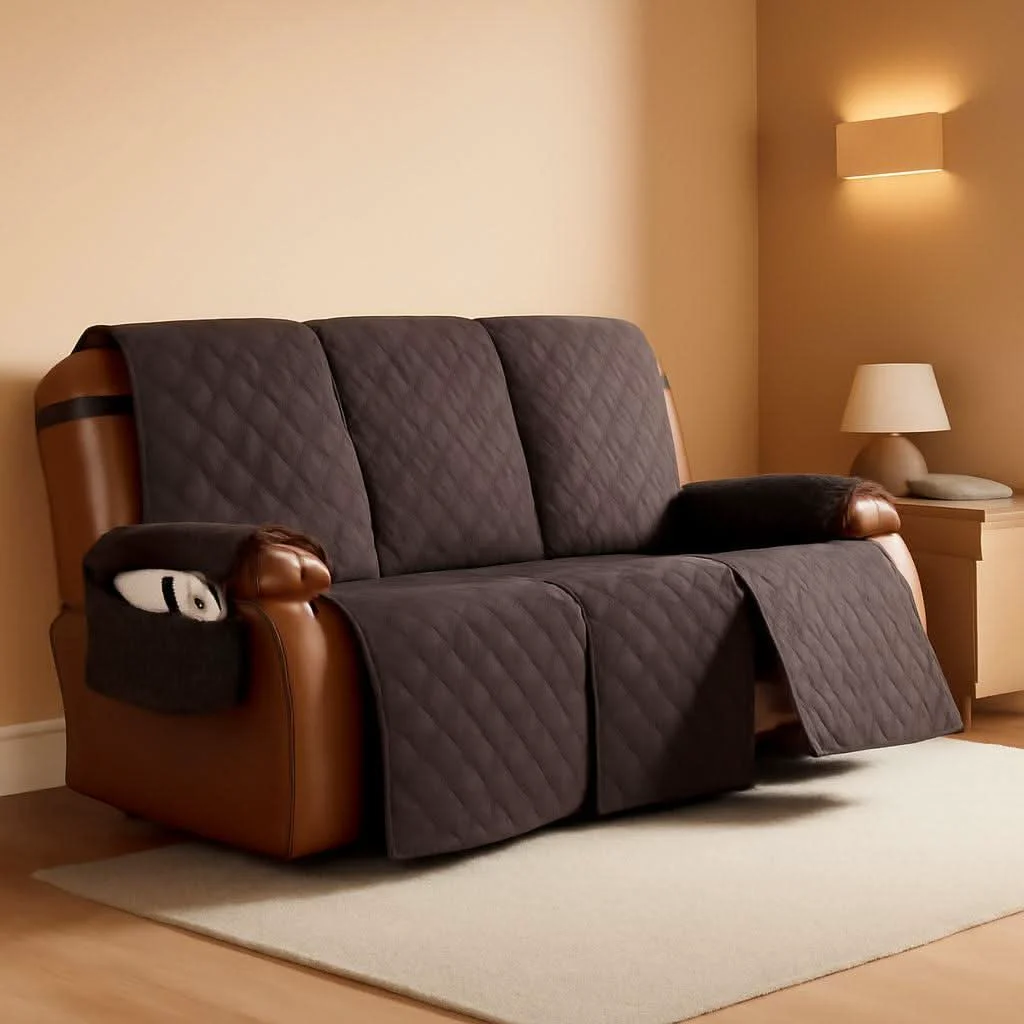 Effective Waterproof Recliner Sofa Cover Three Seater Chocolate Outstanding