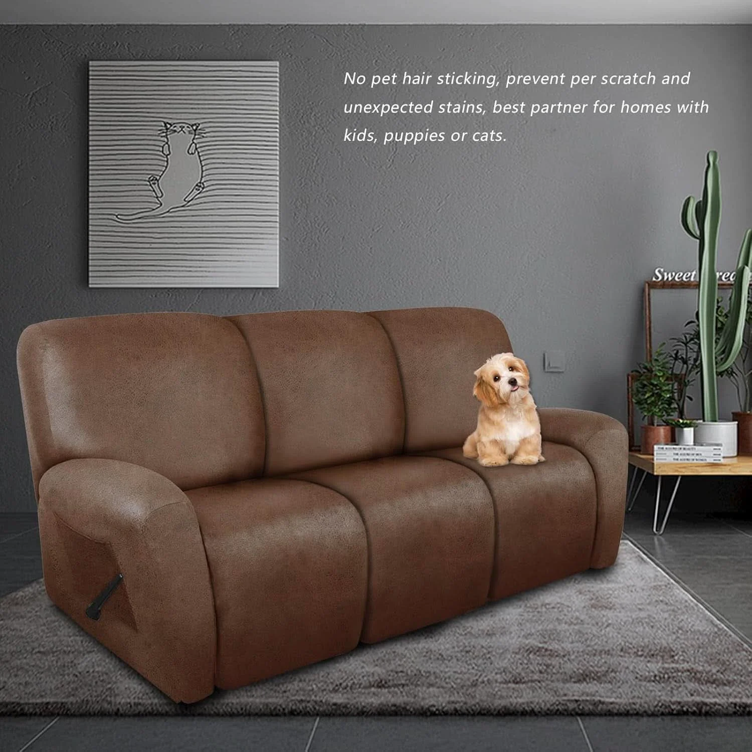 Smart Premium Recliner Sofa Slipcover Three Seater Brown Carefully Designed