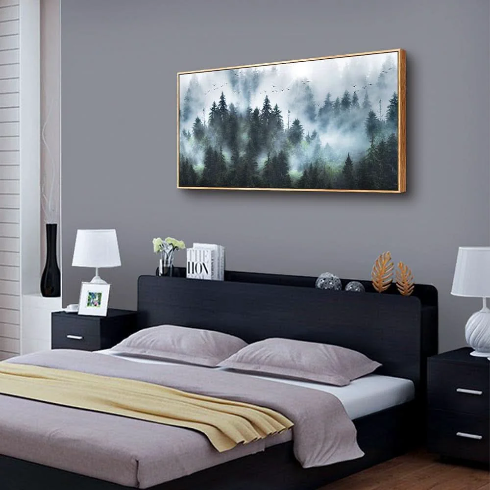 Authentic Artisan Framed Forest Fog Canvas ExtraLarge Wall Art 24×48 Classic