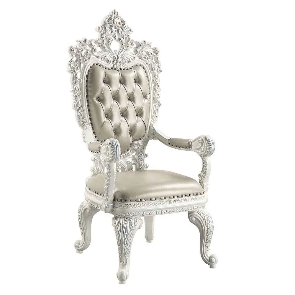 Versatile Vanaheim – Arm Chair Set of 2 – Beige Synthetic Leather Antique White Genuine