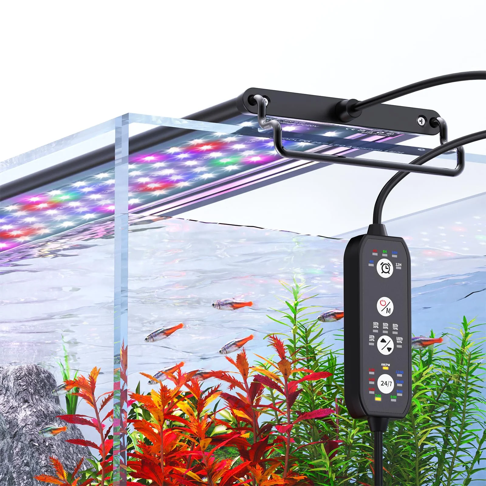 Authentic SEAOURA 24 7 Mode LED Aquarium Light for Plant Growth – Sunrise to Moonlight 48-54 Inch Tank 42W Stylish
