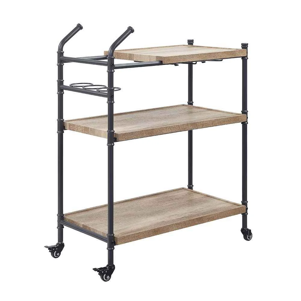 Versatile Brantley – Serving Cart – Oak Sandy Black Reliable