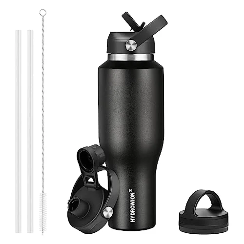 Healthy 40 oz Insulated Water Bottle with Straw fit in Car Cup Holder High-End