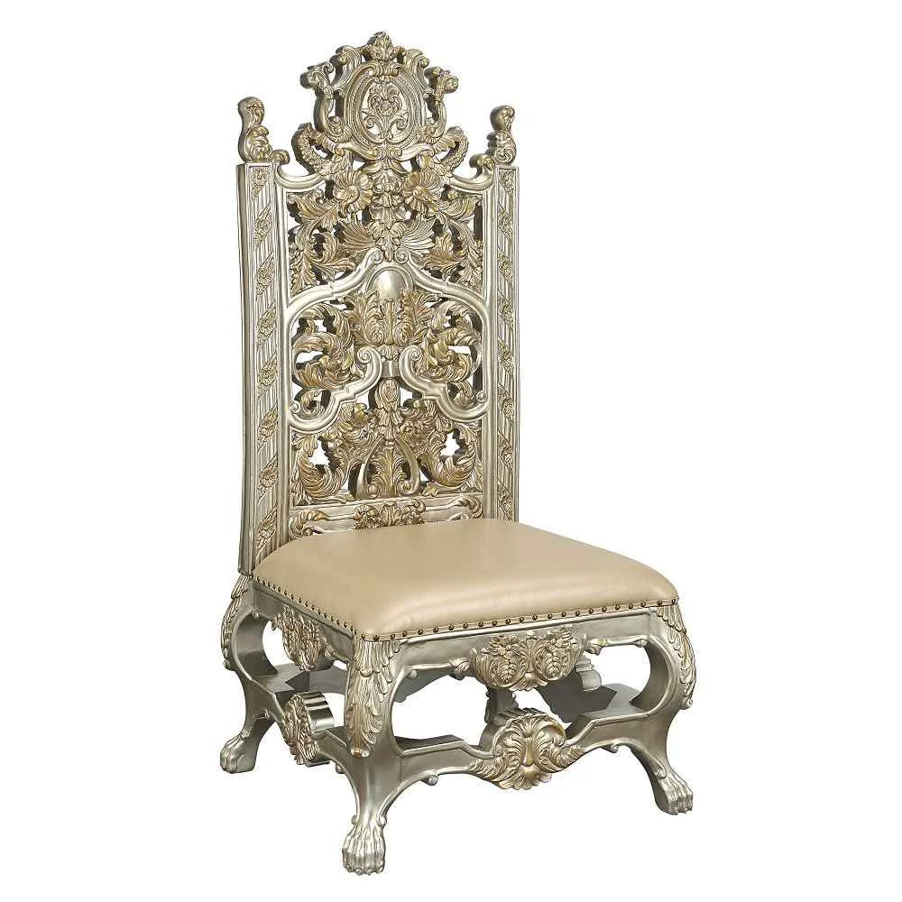 Efficient Danae – Side Chair Set of 2 – Synthetic Leather Champagne Gold Refined