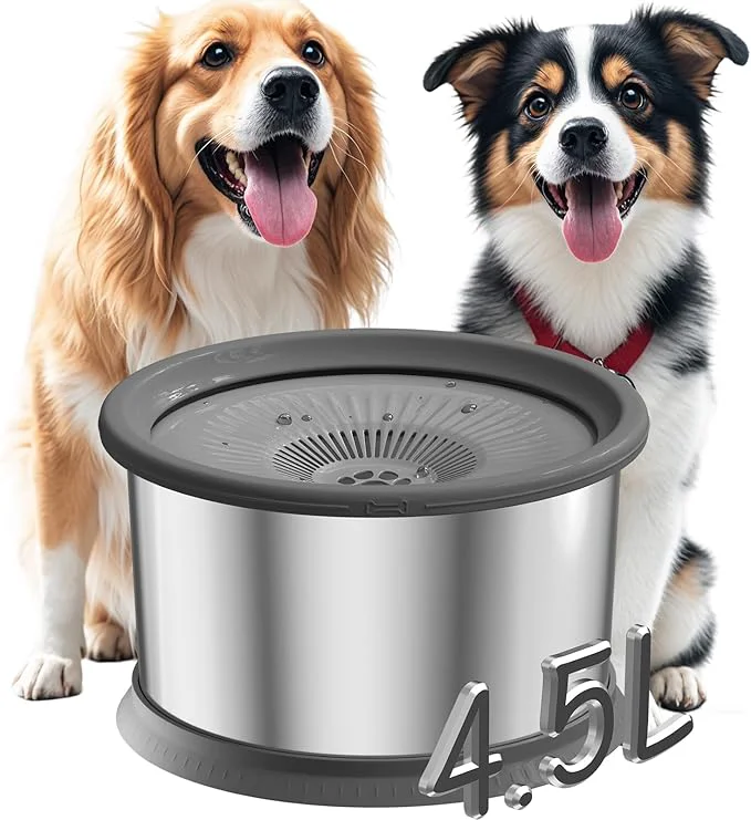 Carefully Designed 4.5L Dog Water Bowl No Spill 1.2 Gallon Stainless Steel Water Bowl for Dogs 150oz No Mess Slow Water Feeder with Anti-Slip Mat for Messy Drinkers 4.5L 2 FiltersAbout ThisOverview Easy-to-Use