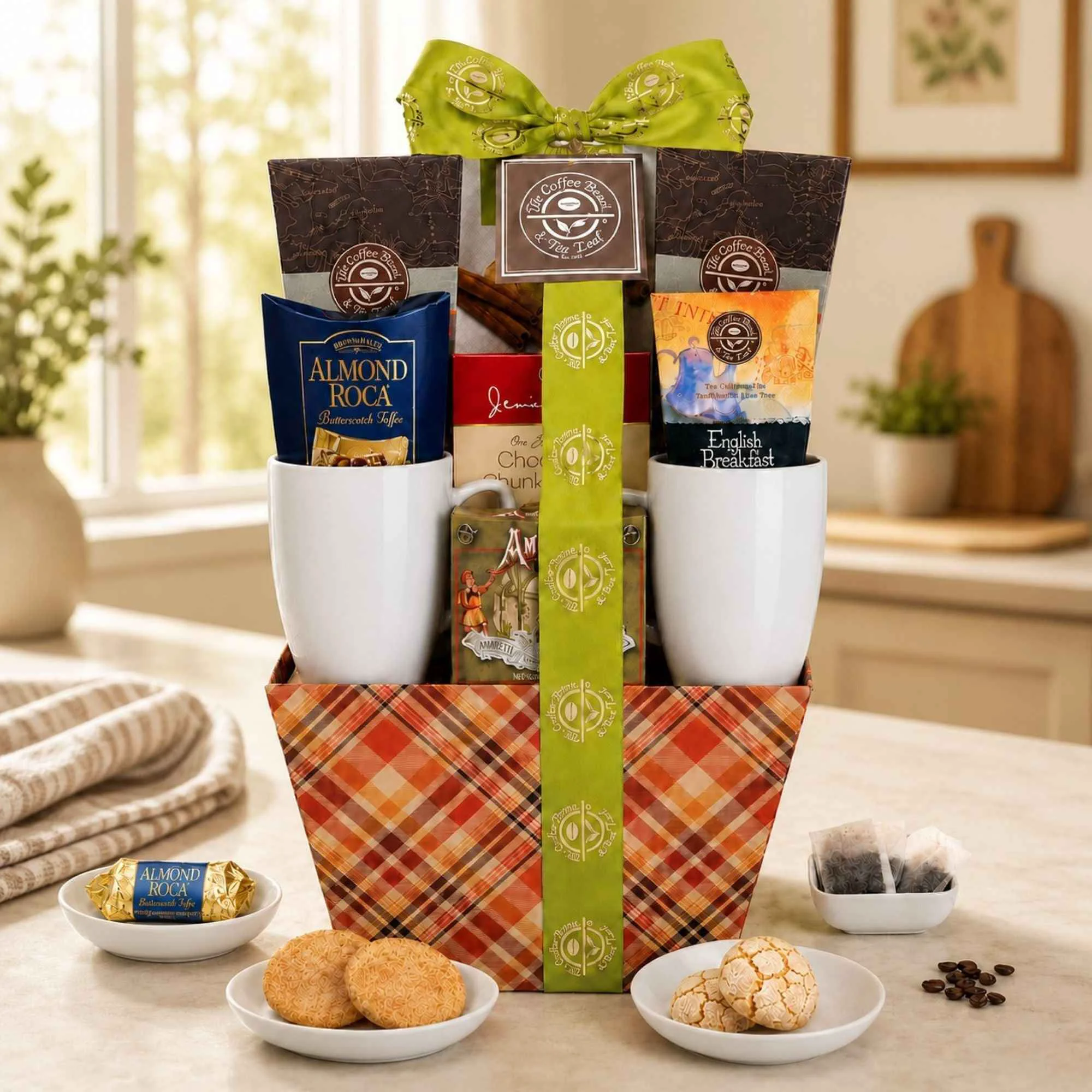 Safe Coffee Bean Tea Leaf Signature Blend Gift Basket Detailed