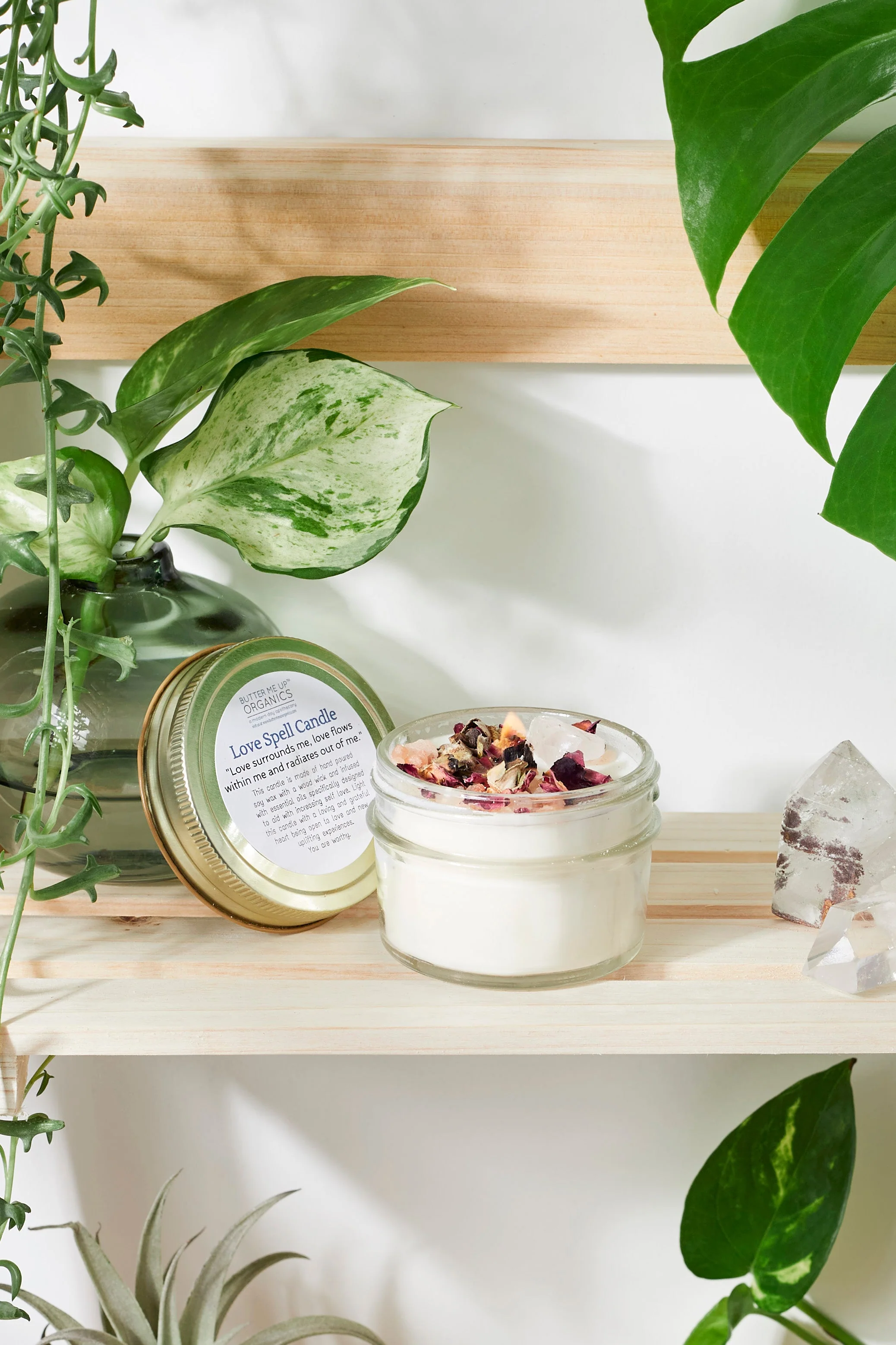 Original Design Love Spell Intention Candle Ritual Candle Love and Light Rose Quartz Crystal Candle World-Class