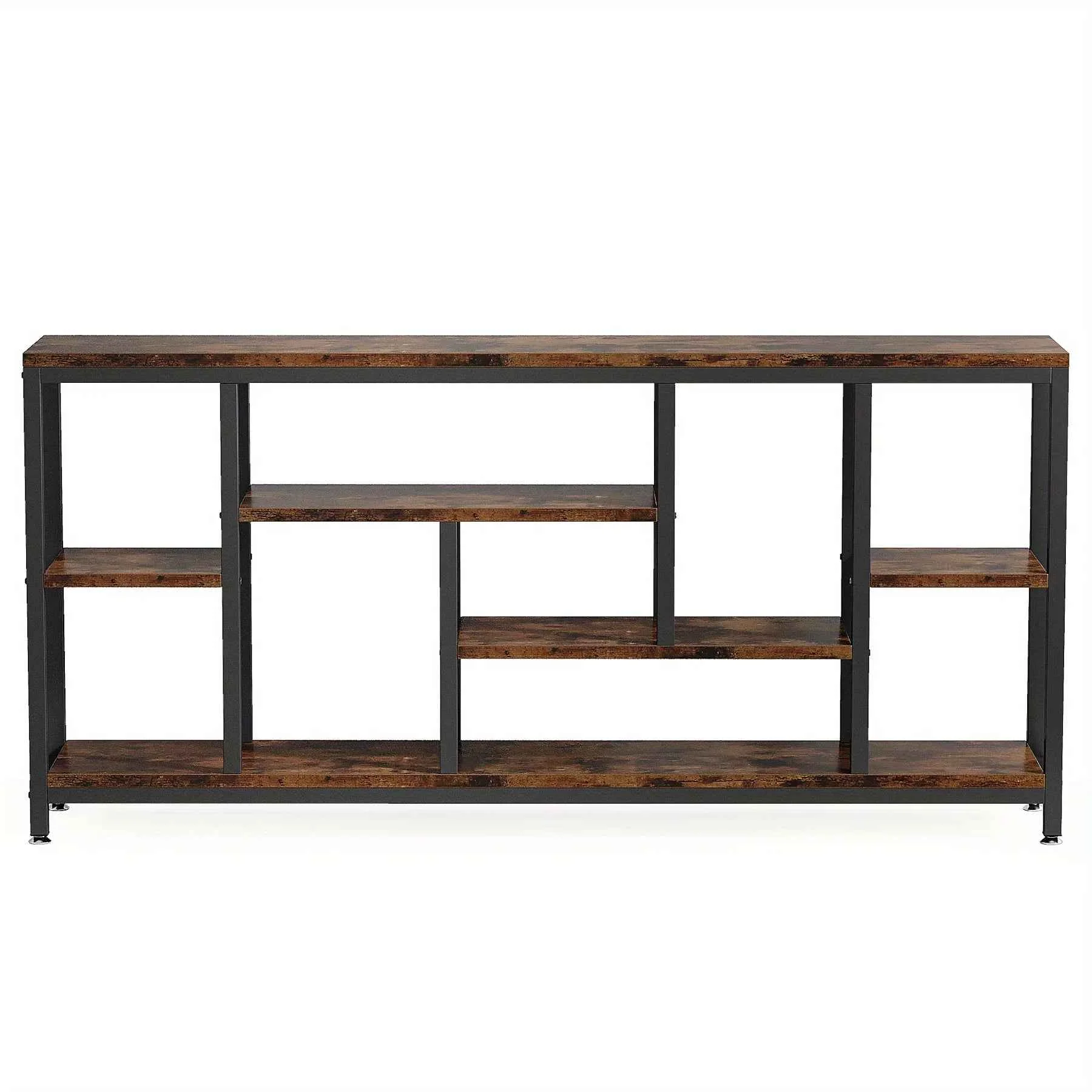 Dependable Industrial Metal Console Table 70.9 Long with 3-Tier Storage Shelves Secure