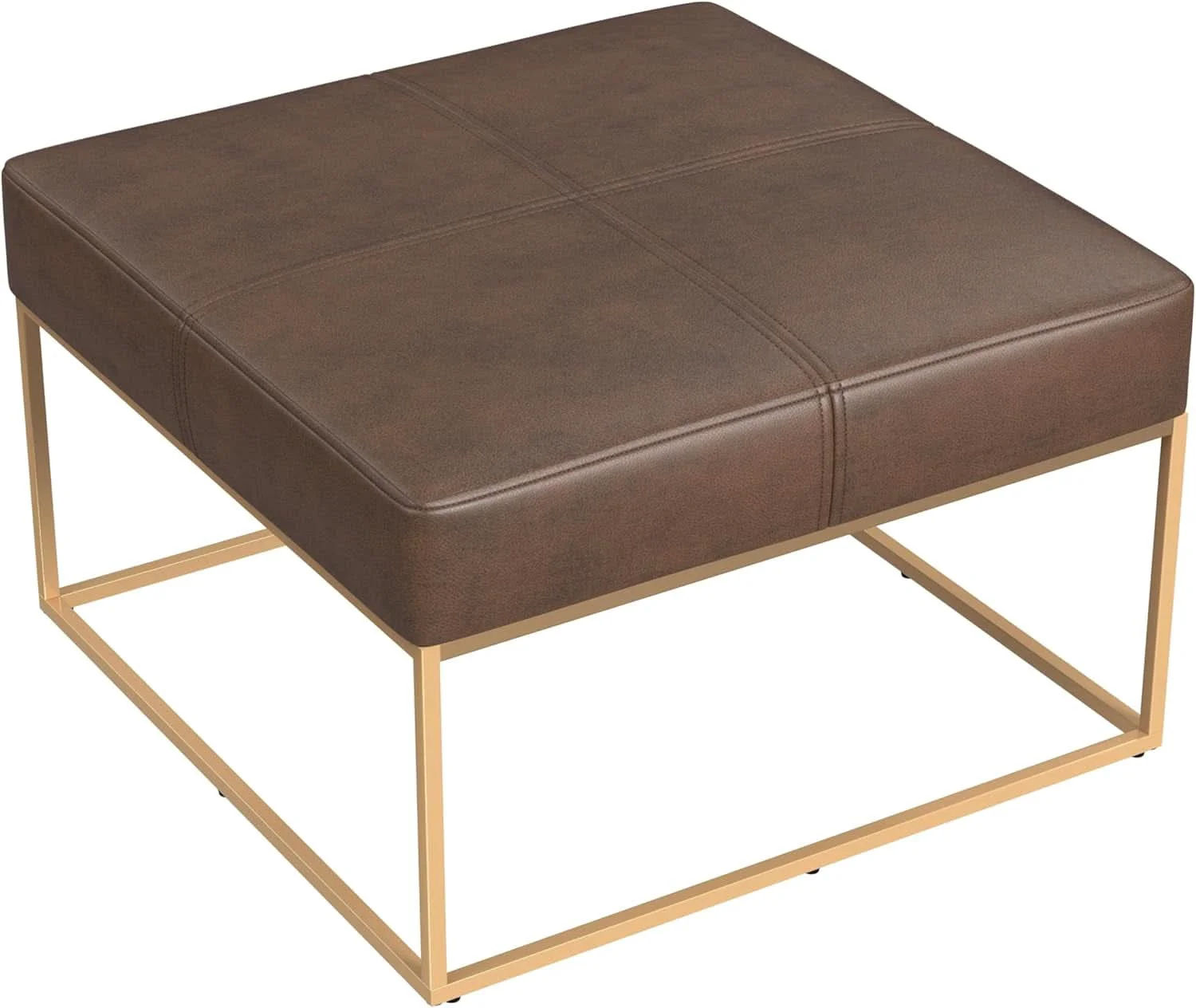 Convenient Decorative Large Golden Metal Ottoman Includes Base Contemporary