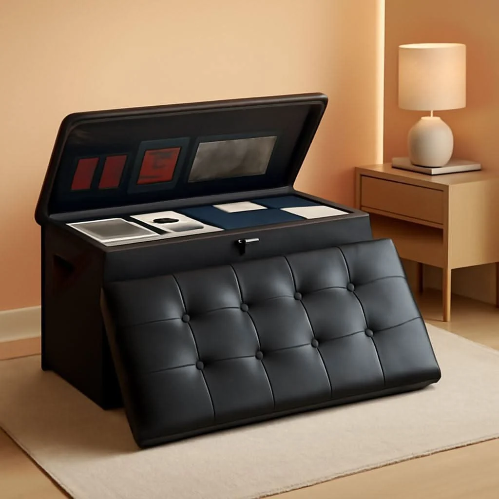 Reusable 30 Inch Fireproof Waterproof Locking Storage Ottoman Safe