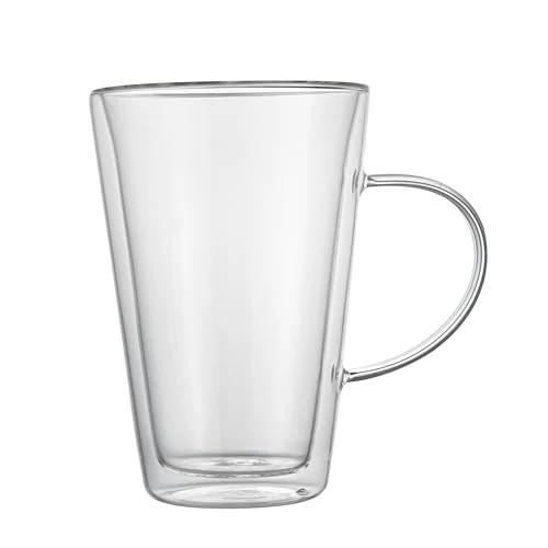 Fast Glass Espresso Cups 12 Count 14 Ounces Borosilicate Double Wall Glass Coffee Mugs Insulated Clear Tea Drinkware for Hot or Cold Beverages Premium