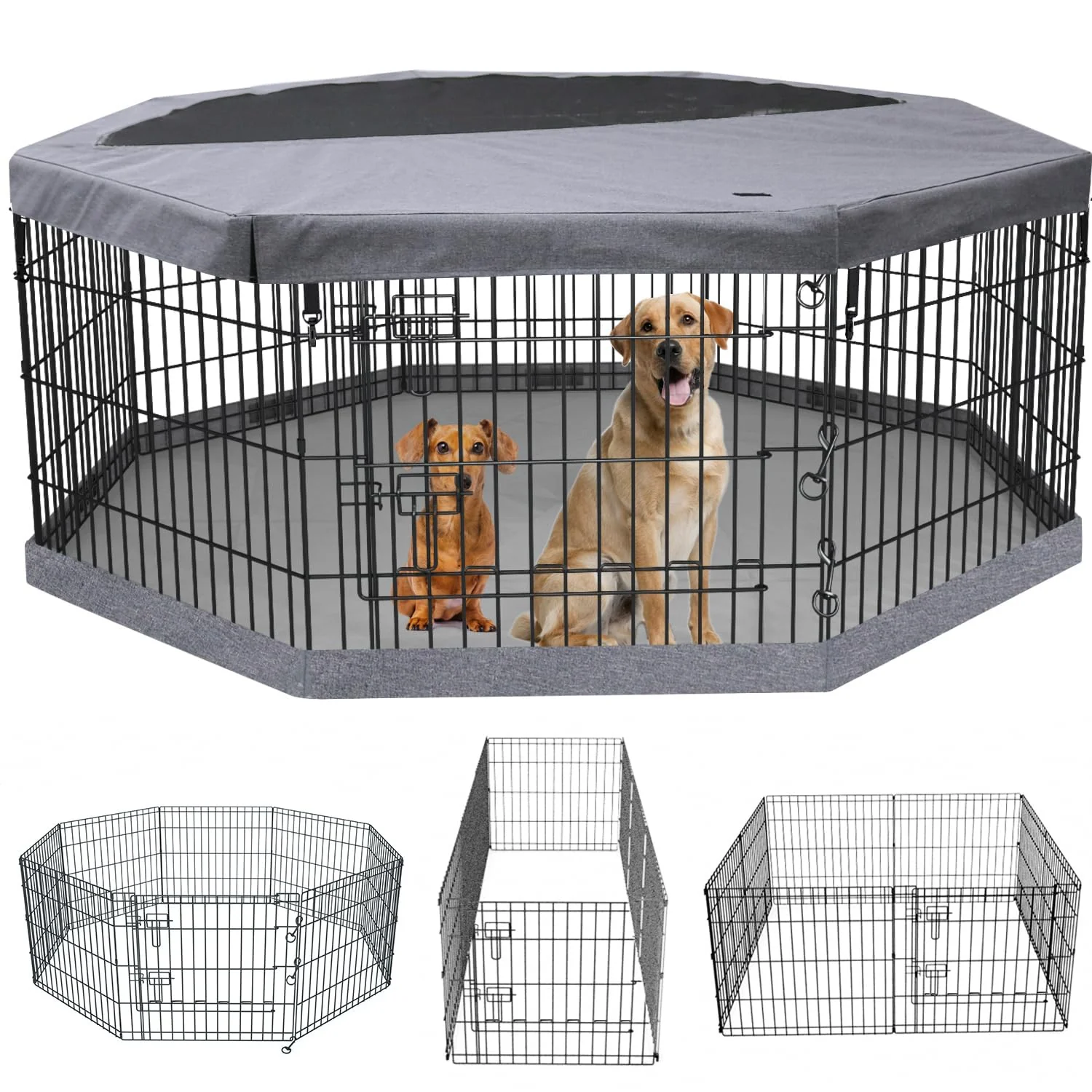 Efficient PETIME 8-Panel Foldable Dog Exercise Pen – 36-Inch High 24-Inch Wide Panels Indoor Outdoor High-Grade