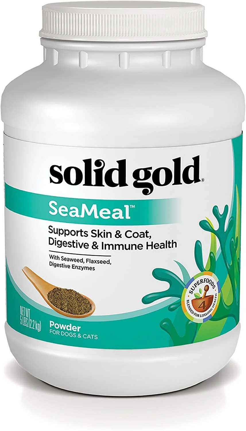 Effective Solid Gold SeaMeal Kelp-Based Multivitamin Powder for Dogs Cats Digestive Immune Skin Coat Health Recyclable