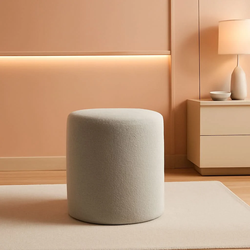High-Performance Round Ottoman With Upholstered Cushioned Vanity Stool Selected