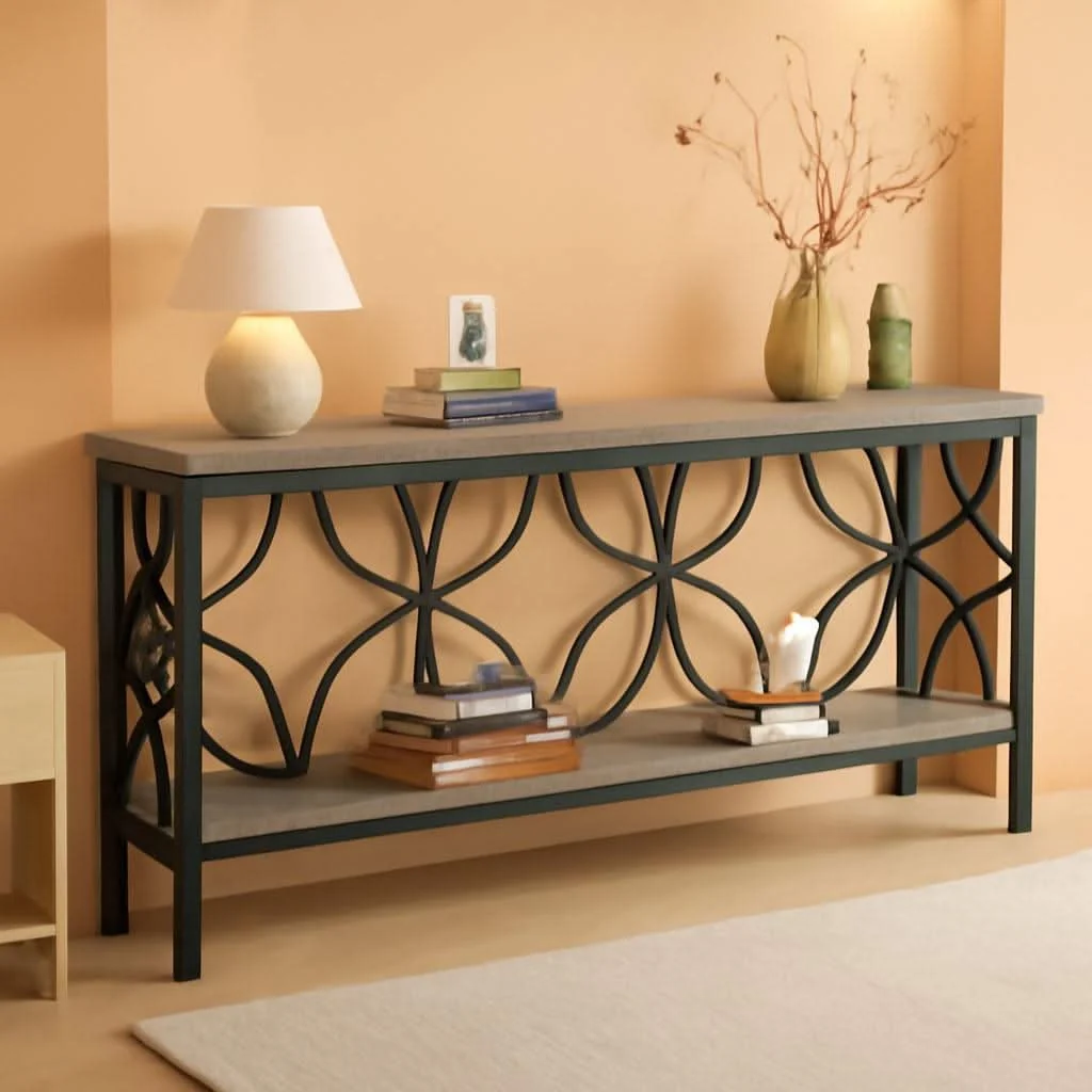 Breathable 70.9 Inches Industrial Grade Sofa Table With Shelving Original