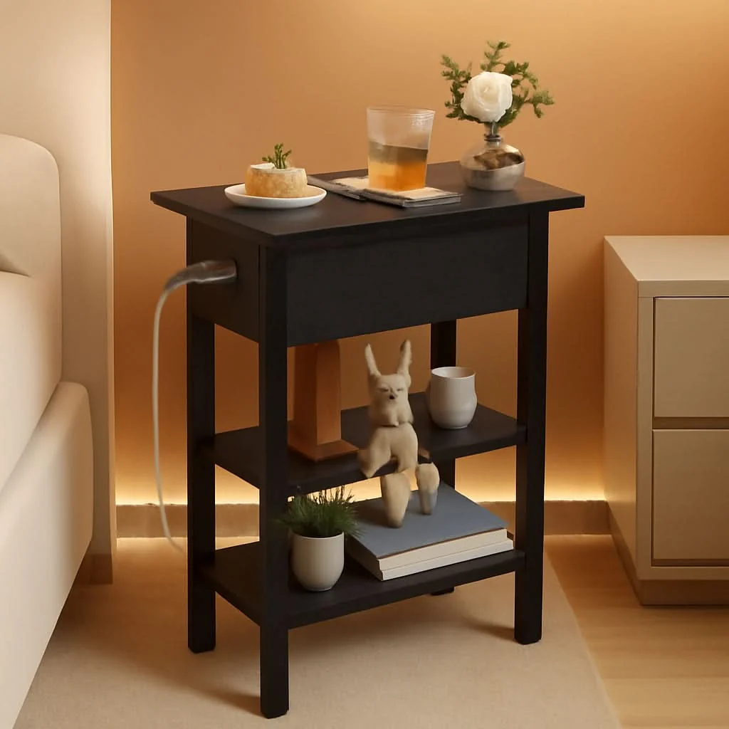 Outstanding Slim Charging End Table With USB Ports And Outlets First-Class