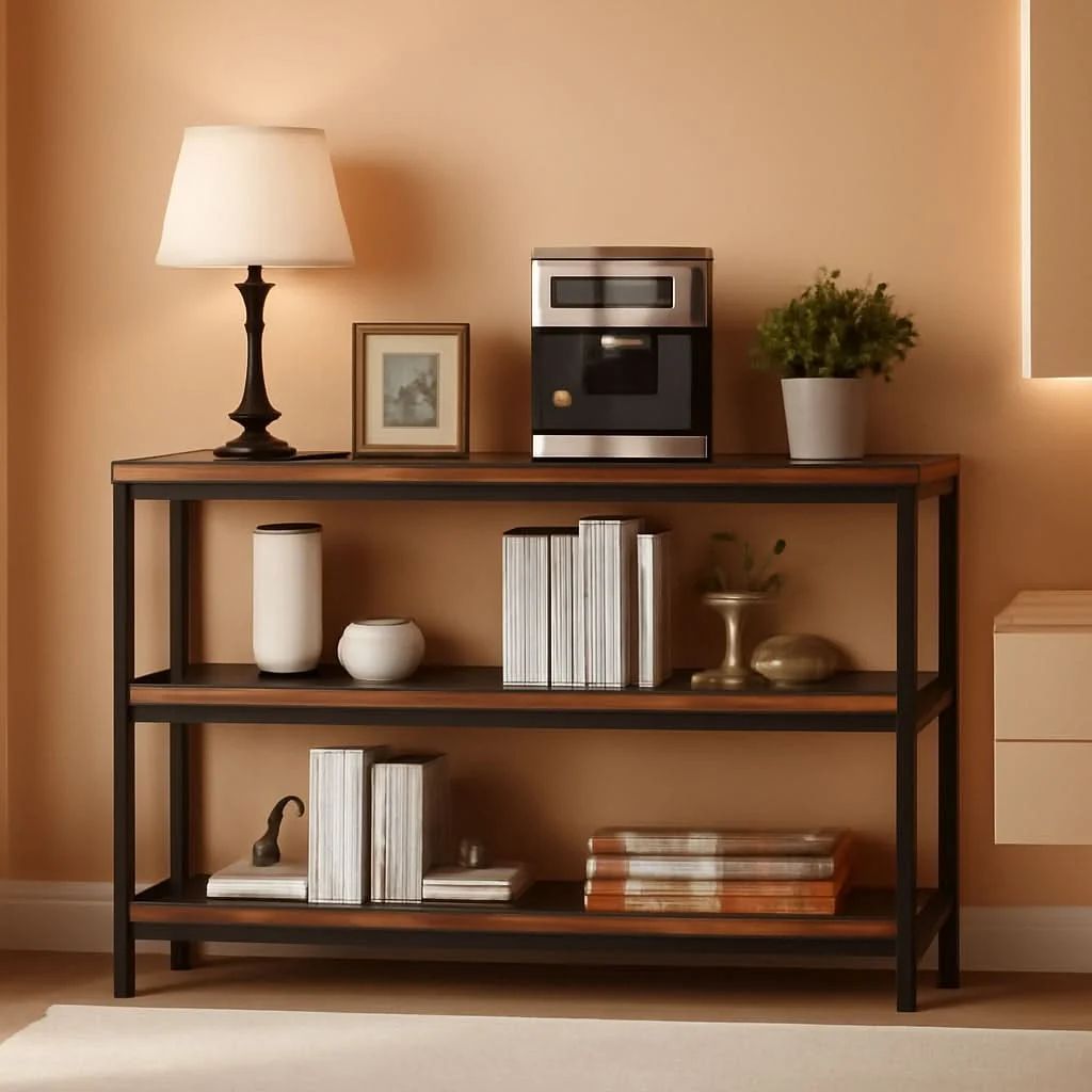 Long-Lasting 47 Inch Rustic Industrial Sofa Table With 3 Tier Shelves Fashionable