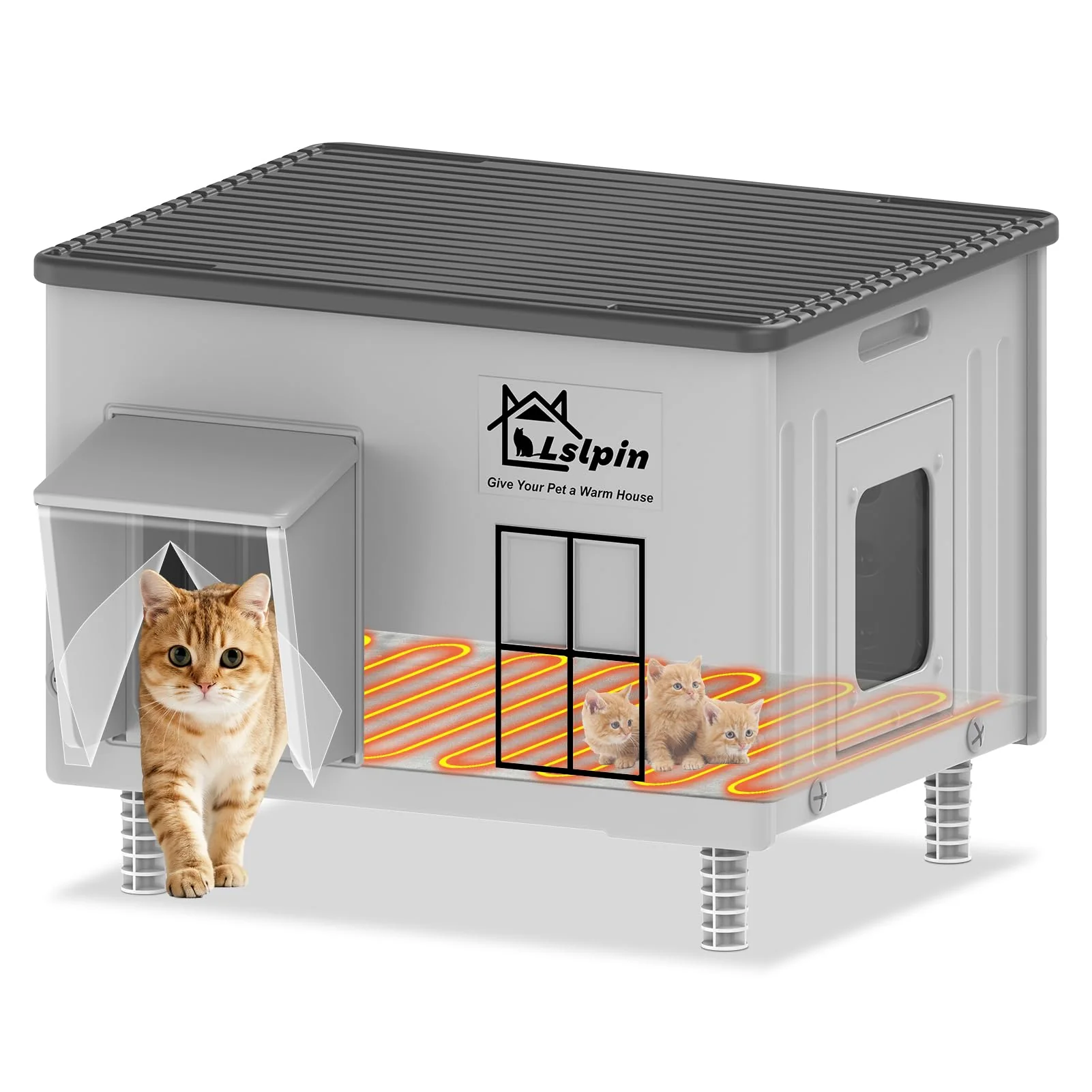 Enhanced Lslpin Large Heated Outdoor Cat House – Weatherproof Insulated Shelter with Heating Pad Prestigious