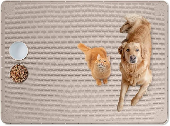 Premium Cat Food Mat 50 x 35 Extra Large Silicone Pet Feeding Mat with Raised Edge Pet Placemat for Food and Water Bowl Non-Slip Easy to Clean Floor Protection Khaki About ThisOverview Premium Material