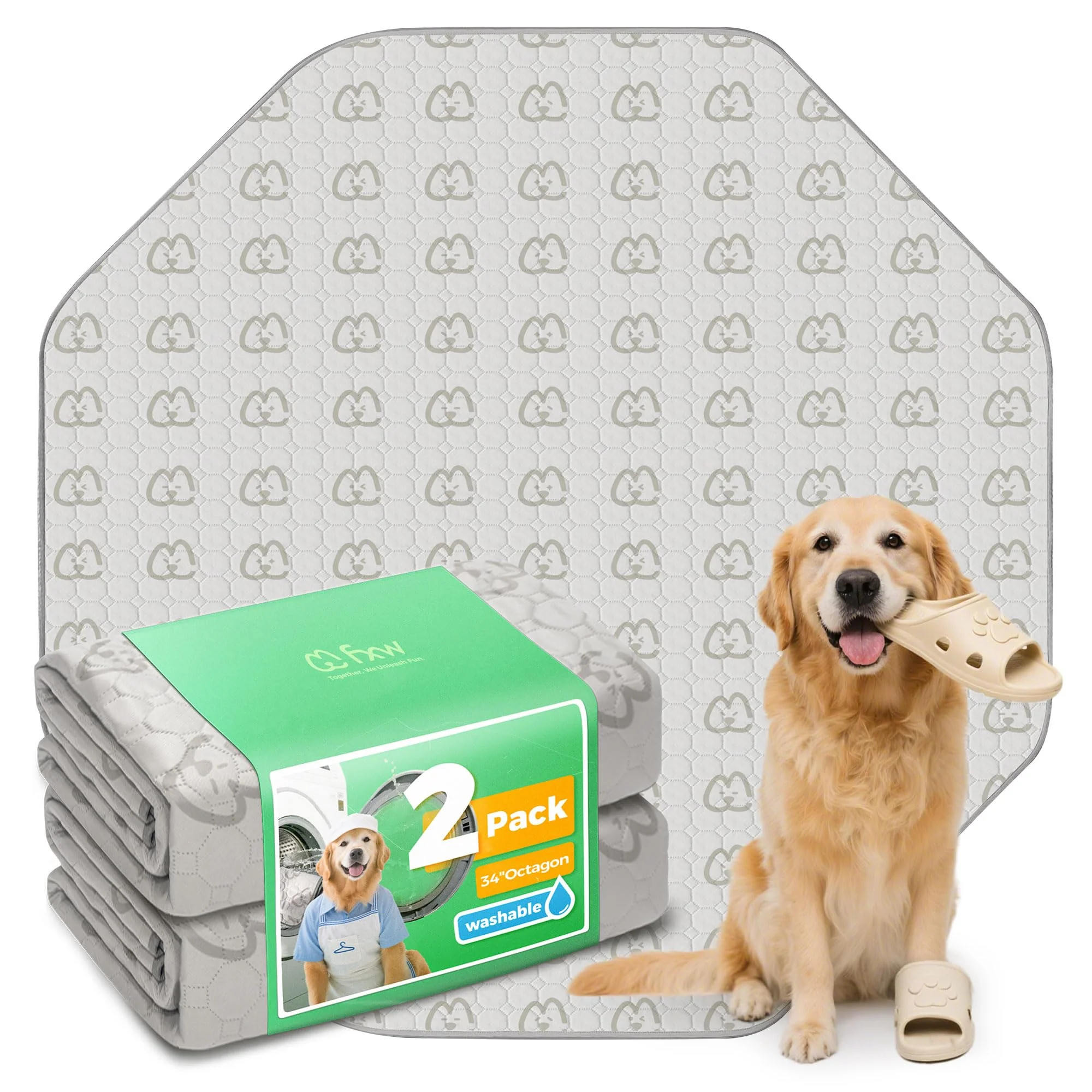 Exceptional FXW Washable Pee Pads for Dogs – 2 Pack 2.9L Absorbent Fit FXW Playpens 34 Octagon Khaki Effective