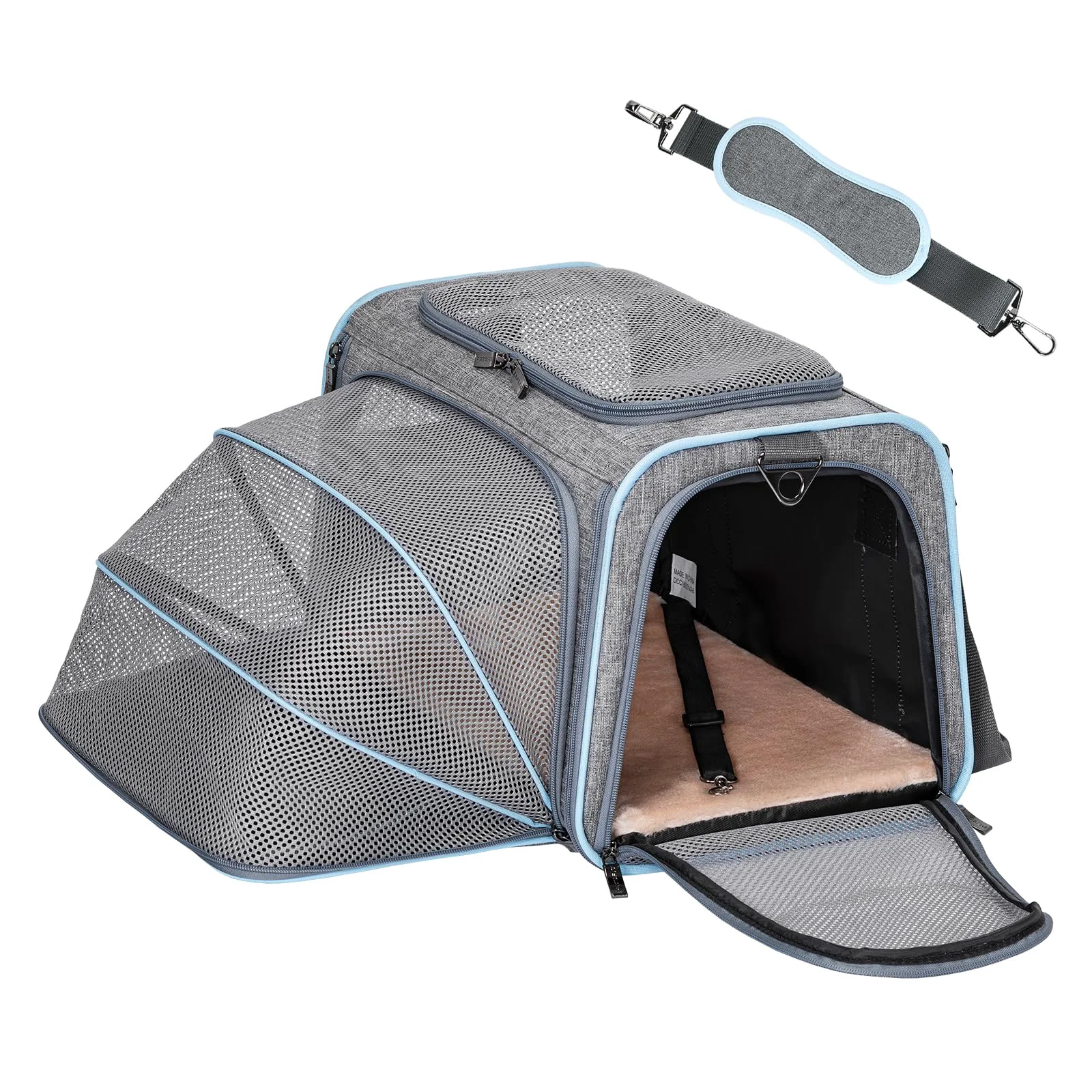 Durable Petsfit Expandable Soft-Side Carrier for Cats Puppies — Airline Washable Plush Pad Removable Mat Sustainable