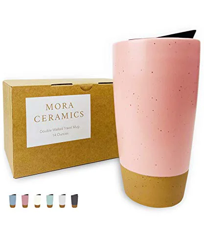 Advanced Double Wall Ceramic Coffee Travel Mug with Lid Outstanding