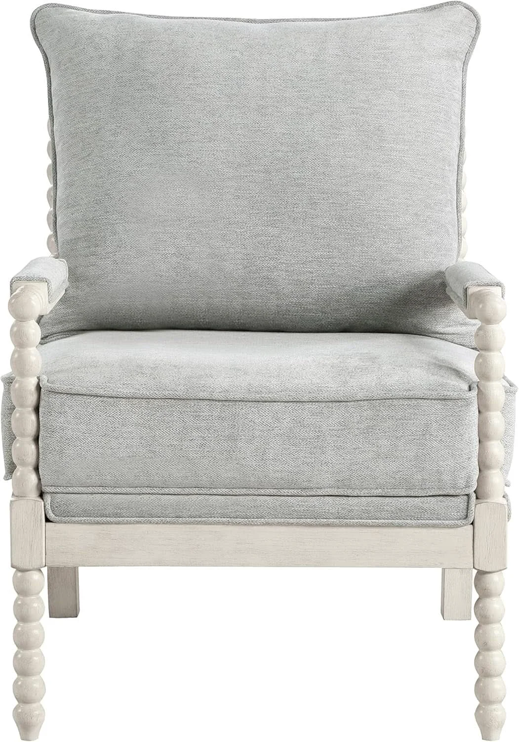 Efficient Spindle Accent Chair Smoke Grey Textured Upholstery Contemporary