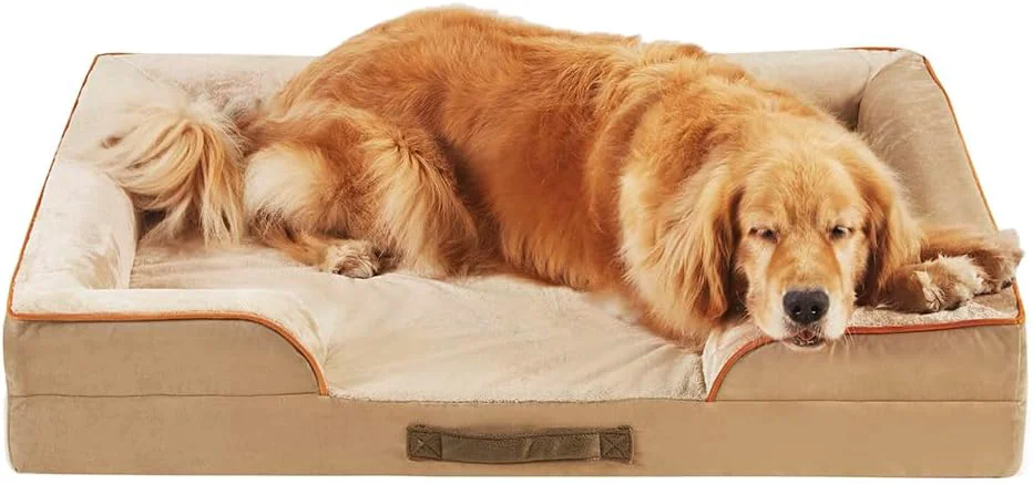 Sustainable Friends Orthopedic Dog Bed for Extra Large Dogs Waterproof Memory Foam Dog Sofa Bed XL with Removable Washable Cover Ally Khaki 42x32x7 High-Performance