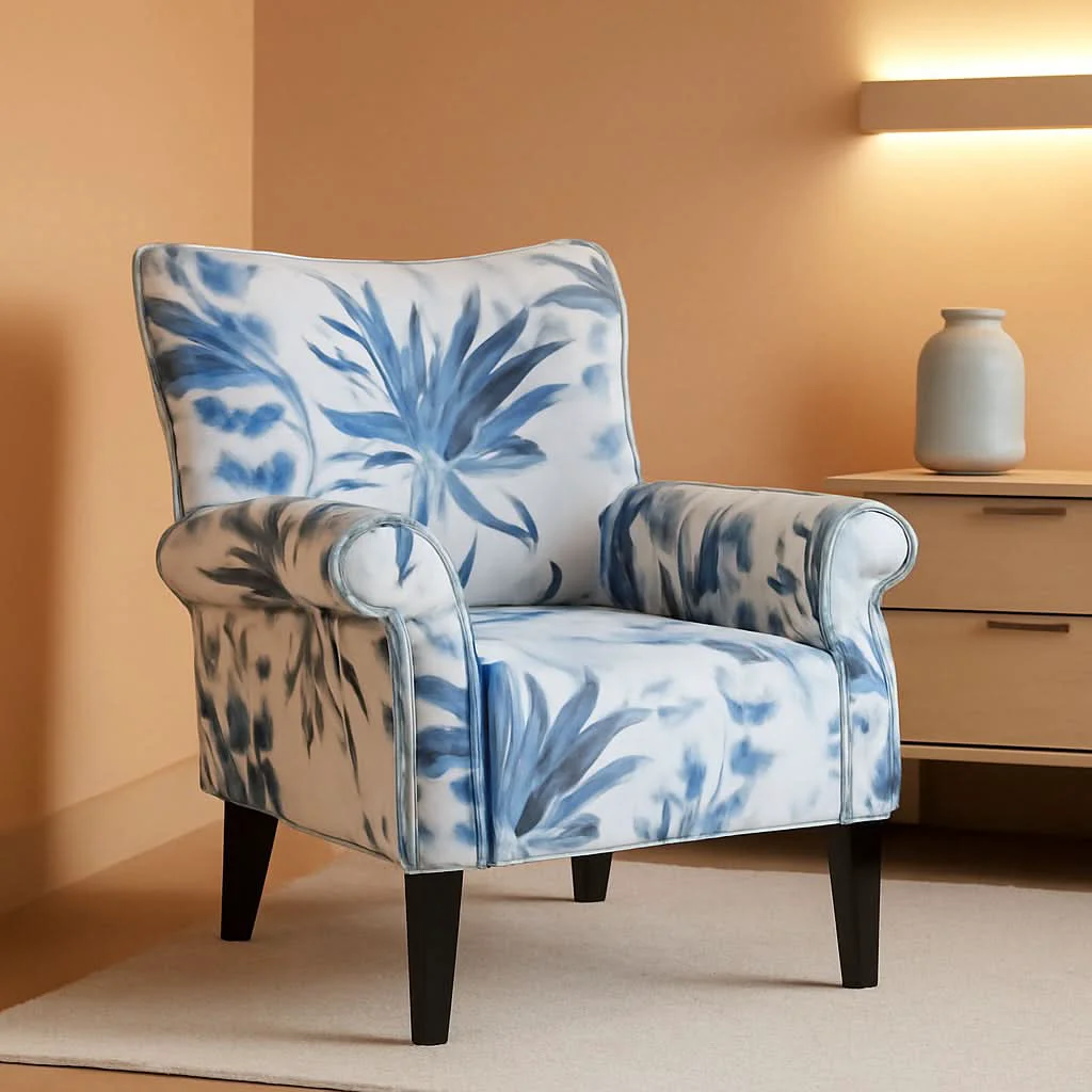 Selected Wingback Upholstered Accent Chair Green Floral Easy-to-Use