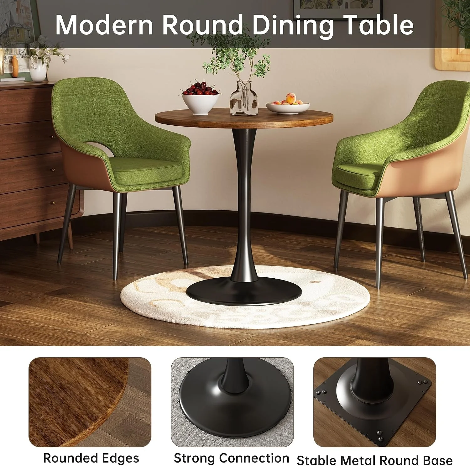 Smooth Midcentury Walnut Tulip 24Inch Pedestal Furniture Table High-End