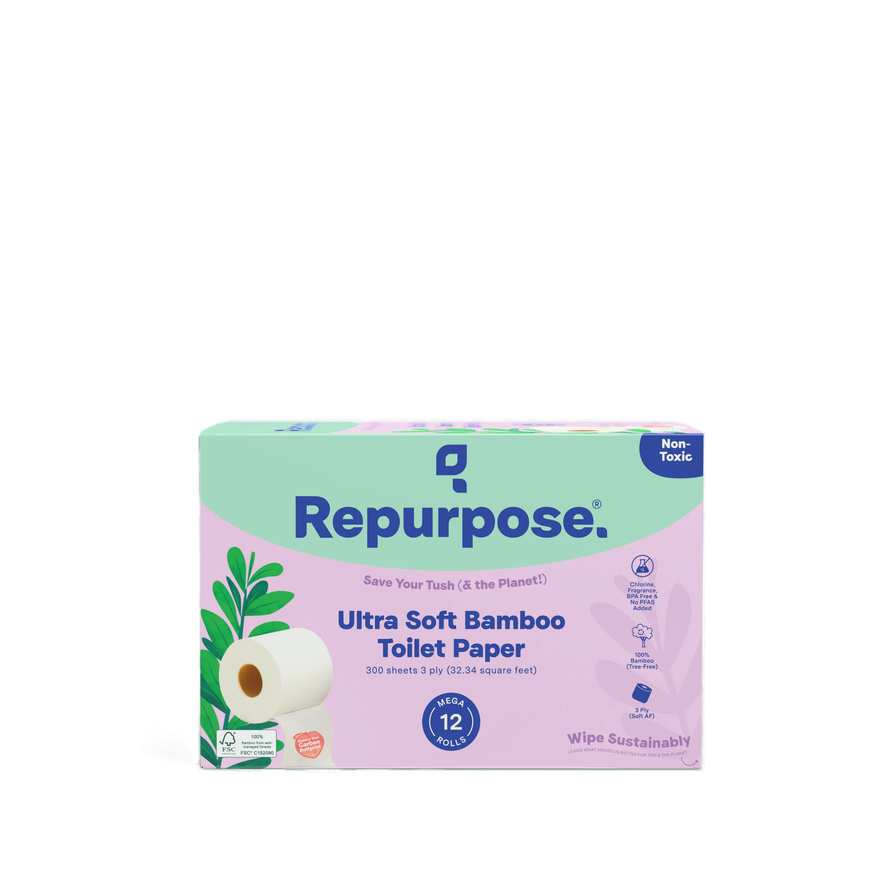 Reliable Repurpose Ultra Soft 3-ply Bamboo Toilet Paper 300 sheets per roll Premium Material