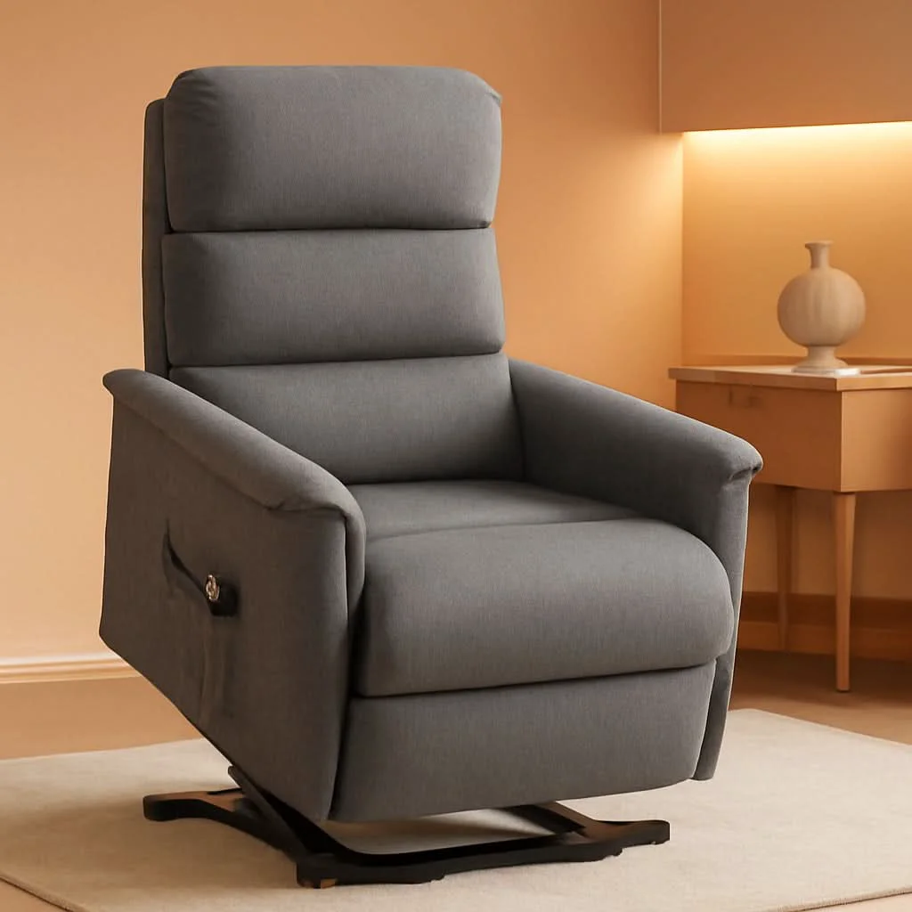 Comfortable Power Lift Recliner Chair Gray With Remote Control Responsible