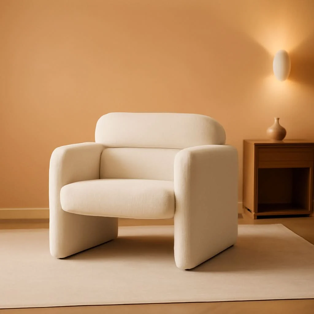 Original Design LuxuriousAndComfortable Lambswool Fabric Accent Chair With Arms Certified